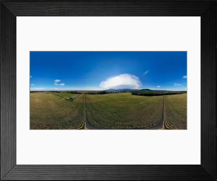 Framed Print : 360° Aerial Panorama of Daweid Corn Fields Framed Print : 360° Aerial Panorama of Daweid Corn Fields