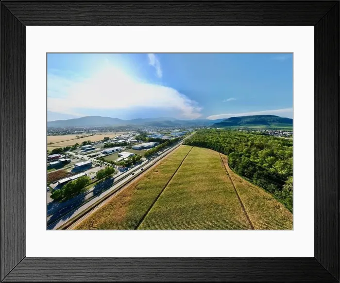 Framed Print : Aerial Panorama of Daweid Cornfields: Contested Transition from Agriculture to Activity Zone in Soultz-Haut-Rhin Framed Print : Aerial Panorama of Daweid Cornfields: Contested Transition from Agriculture to Activity Zone in Soultz-Haut-Rhin