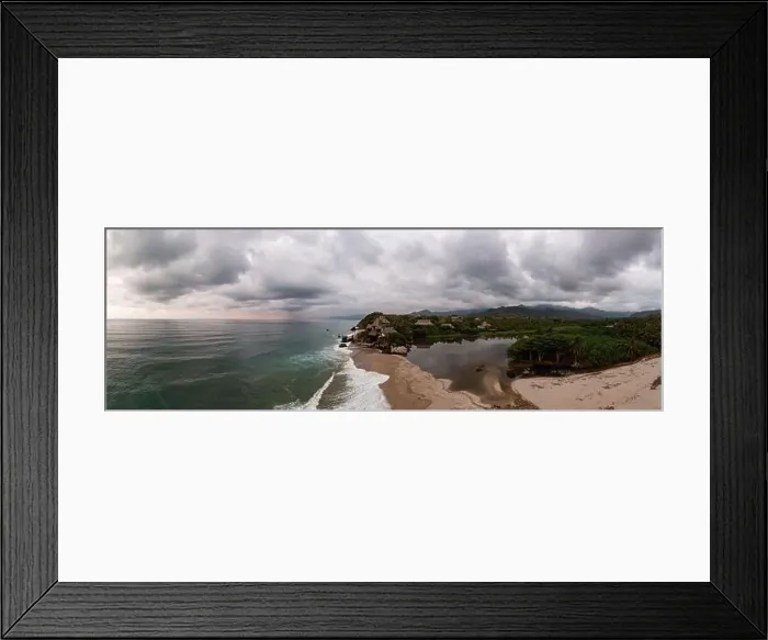 Framed Print : Aerial view of nature, hills, and beach of Los Naranjos in Santa Marta by Tayrona National Park in Colombia Framed Print : Aerial view of nature, hills, and beach of Los Naranjos in Santa Marta by Tayrona National Park in Colombia