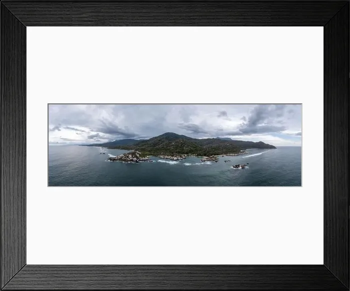Framed Print : Aerial view of nature and hills of Santa Marta by Tayrona National Park in Colombia Framed Print : Aerial view of nature and hills of Santa Marta by Tayrona National Park in Colombia