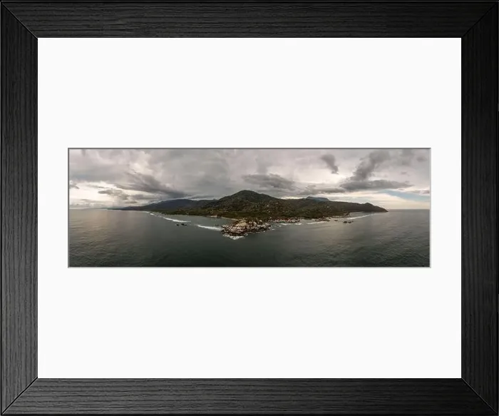 Framed Print : Aerial view of nature and hills of Santa Marta by Tayrona National Park in Colombia