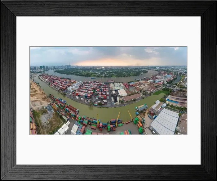 Framed Print : February 19, 2023: panoramic view of Cat Lai international port, Ho Chi Minh City, Vietnam Framed Print : February 19, 2023: panoramic view of Cat Lai international port, Ho Chi Minh City, Vietnam