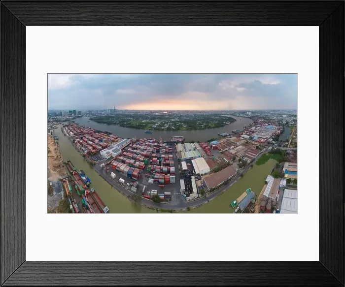 Framed Print : February 19, 2023: panoramic view of Cat Lai international port, Ho Chi Minh City, Vietnam Framed Print : February 19, 2023: panoramic view of Cat Lai international port, Ho Chi Minh City, Vietnam
