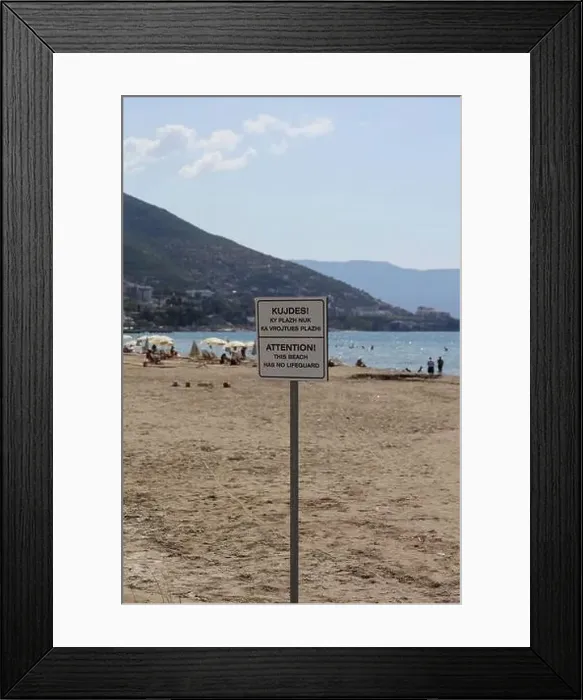 Framed Print : Vlora, Albania, Sunday 2 September 2023 Exploring center of the city Lungo Mare beach people swimming