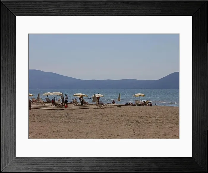 Framed Print : Vlora, Albania, Sunday 2 September 2023 Exploring center of the city Lungo Mare beach people swimming