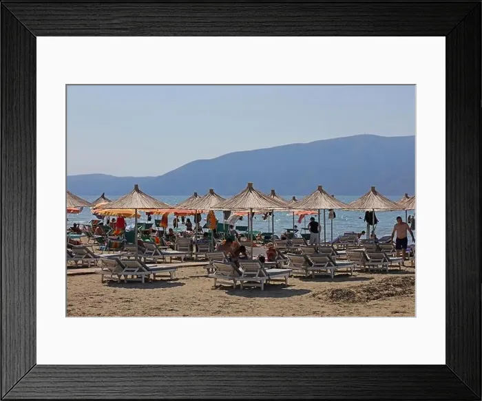 Framed Print : Vlora, Albania, Sunday 2 September 2023 Exploring center of the city Lungo Mare beach people swimming