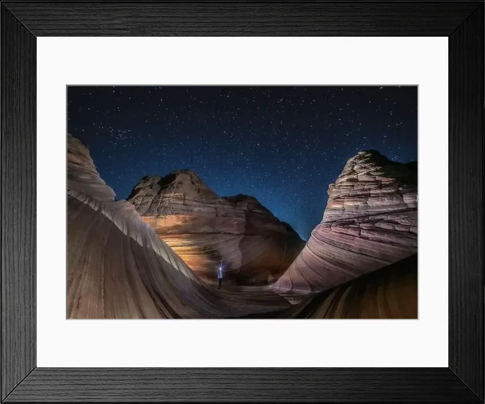 Framed Print : A solitary hiker at the Wave, Arizona, before dawn Framed Print : A solitary hiker at the Wave, Arizona, before dawn