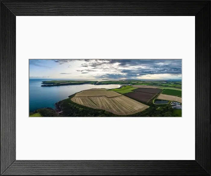 Framed Print : Panorama of Sunset over Fields and Farms from a drone Framed Print : Panorama of Sunset over Fields and Farms from a drone