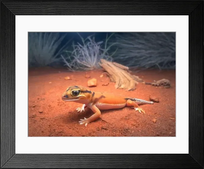Framed Print : Close-up portrait of a wild Smooth Knob-tailed gecko (Nephrurus laevissimus) at night, Australia