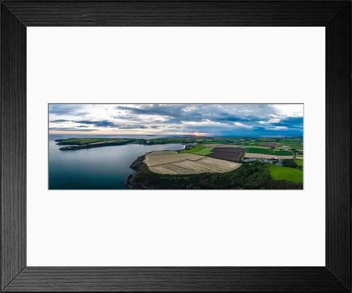 Framed Print : Panorama of Sunset over Fields and Farms from a drone Framed Print : Panorama of Sunset over Fields and Farms from a drone