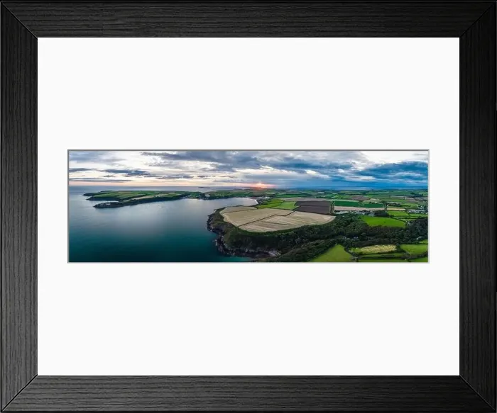 Framed Print : Panorama of Sunset over Fields and Farms from a drone Framed Print : Panorama of Sunset over Fields and Farms from a drone