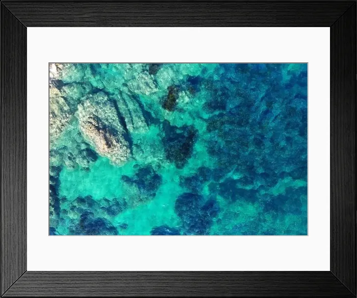 Framed Print : Drone photo of the sea off the coast of Les Issambres in in the Var region of Provence-Alpes-Côte d'Azur Region of Framed Print : Drone photo of the sea off the coast of Les Issambres in in the Var region of Provence-Alpes-Côte d'Azur Region of