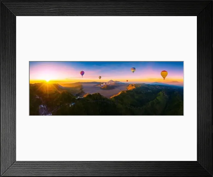 Framed Print : Aerial view panorama of Mount Bromo volcano (Gunung Bromo)in Bromo Tengger Semeru National Park, East Java, Indonesia