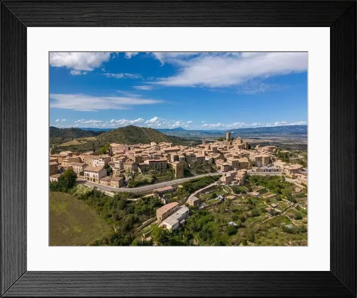 Framed Print : Aerial drone photo of the town named Sos Del Rey Catolico in the province of Zaragoza, Northern Spain Framed Print : Aerial drone photo of the town named Sos Del Rey Catolico in the province of Zaragoza, Northern Spain
