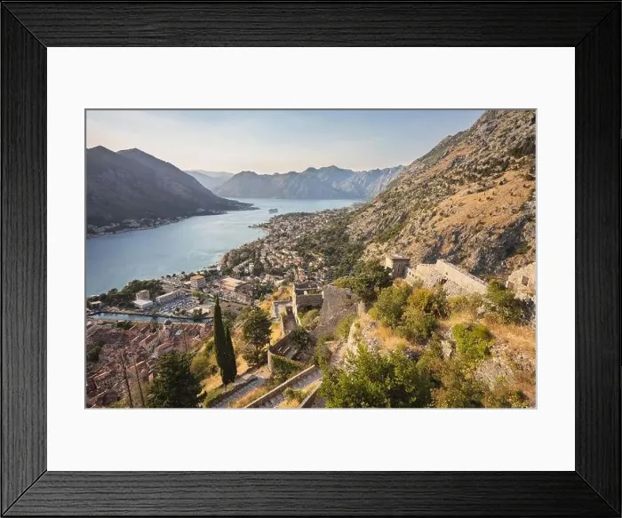 Framed Print : Scenic view on a Kotor Bay and stairs of Kotor Fortress in Montenegro Framed Print : Scenic view on a Kotor Bay and stairs of Kotor Fortress in Montenegro