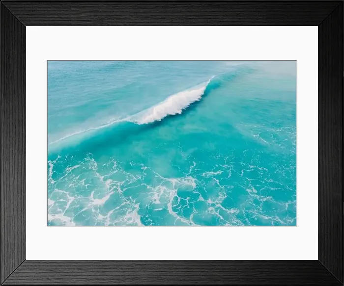Framed Print : Blue ocean and surfing wave. Surfing dream in tropics. Aerial view Framed Print : Blue ocean and surfing wave. Surfing dream in tropics. Aerial view