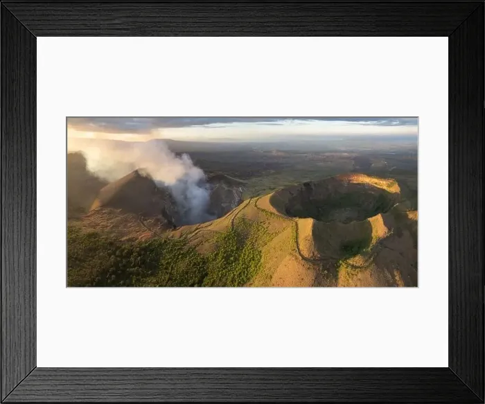 Framed Print : Panorama landscape on Masaya volcano park aerial drone view Framed Print : Panorama landscape on Masaya volcano park aerial drone view