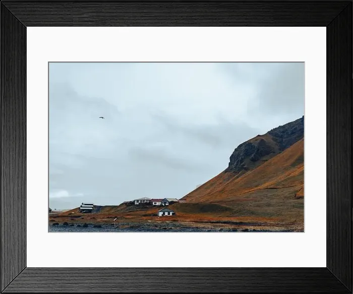 Framed Print : Farmhouse in iceland immersed in the green fields Framed Print : Farmhouse in iceland immersed in the green fields