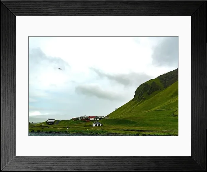 Framed Print : Farmhouse in iceland immersed in the green fields Framed Print : Farmhouse in iceland immersed in the green fields