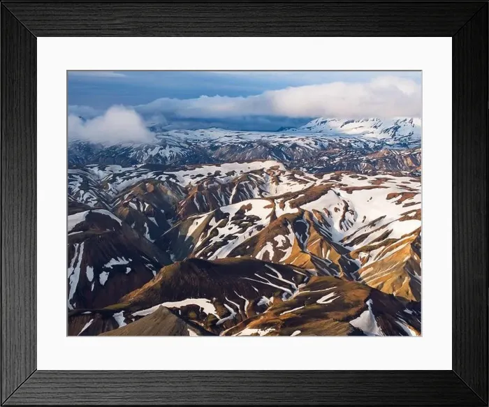 Framed Print : Aerial view taken by drone of Landmannalaugar mountain on a summer day, Iceland, Polar Regions Framed Print : Aerial view taken by drone of Landmannalaugar mountain on a summer day, Iceland, Polar Regions