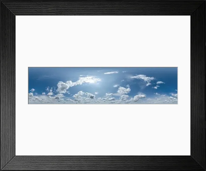 Framed Print : seamless cloudy blue sky hdri 360 panorama with zenith Framed Print : seamless cloudy blue sky hdri 360 panorama with zenith