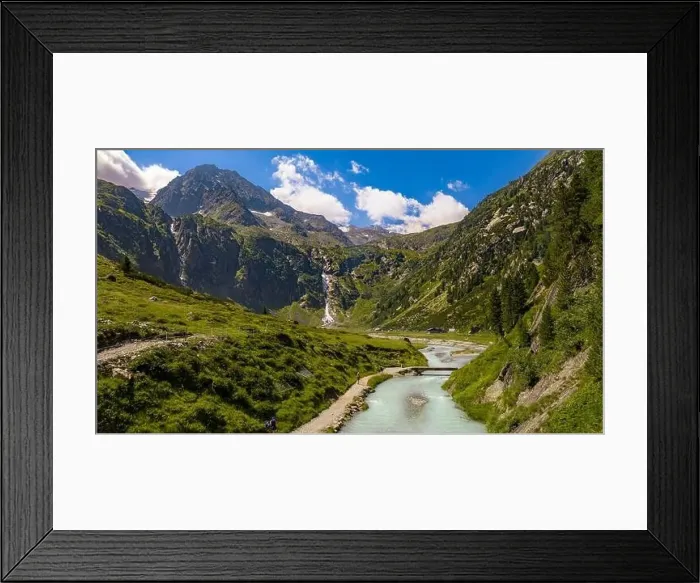 Framed Print : Aerial view of stubai alps peaks sulzenau valley, summertime Framed Print : Aerial view of stubai alps peaks sulzenau valley, summertime