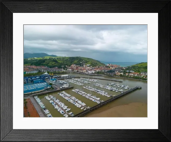 Framed Print : aerial view of the municipality of Zumaya and its port in the Basque Country, Spain Framed Print : aerial view of the municipality of Zumaya and its port in the Basque Country, Spain