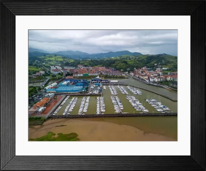 Framed Print : aerial view of the municipality of Zumaya and its port in the Basque Country, Spain Framed Print : aerial view of the municipality of Zumaya and its port in the Basque Country, Spain