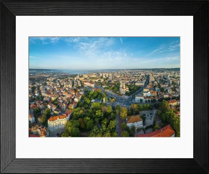 Framed Print : Aerial view above downtown of Varna Framed Print : Aerial view above downtown of Varna