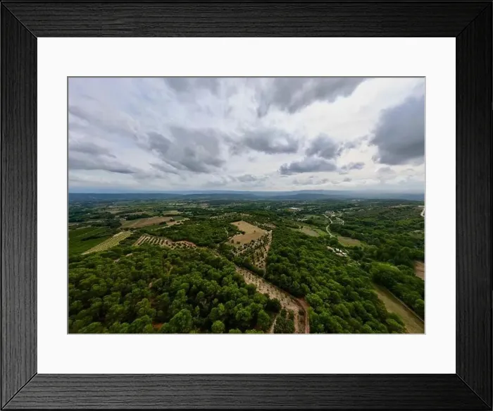 Framed Print : Aerial Panorama between Vaugines and Cucuron: Cloudy Skies Over Ancient and New Forests in PACA Framed Print : Aerial Panorama between Vaugines and Cucuron: Cloudy Skies Over Ancient and New Forests in PACA