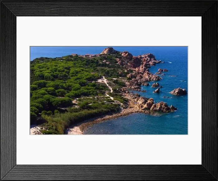 Framed Print : The rocky and sandy beach of Di Cala in the north-west of Sardinia