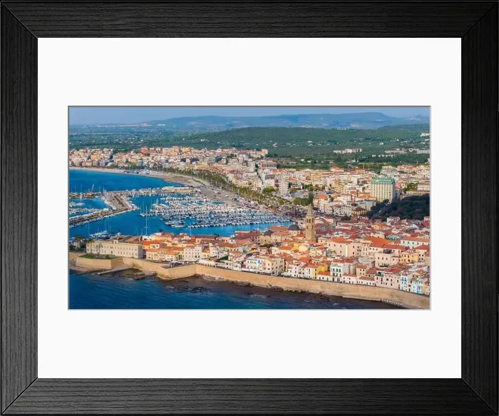 Framed Print : Aerial view of the old town of Alghero in Sardinia Framed Print : Aerial view of the old town of Alghero in Sardinia