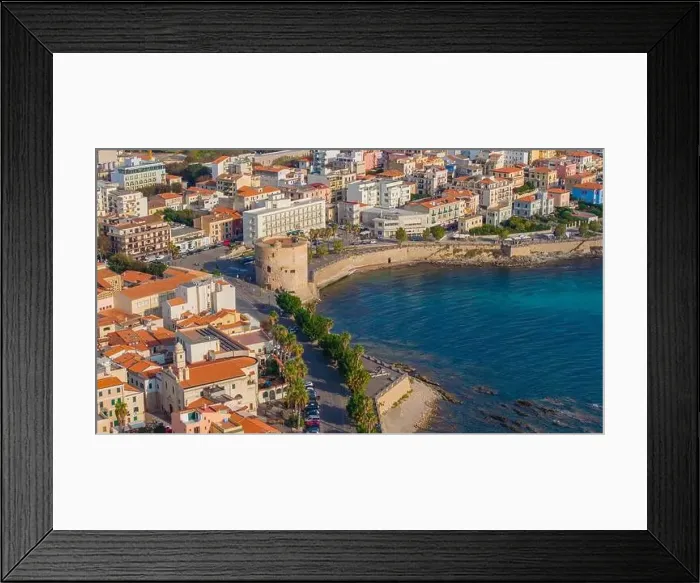 Framed Print : Aerial view of the old town of Alghero in Sardinia Framed Print : Aerial view of the old town of Alghero in Sardinia