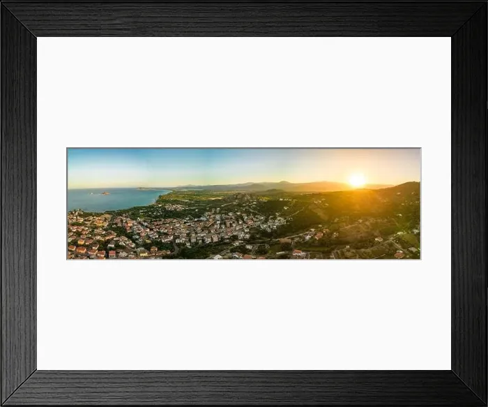 Framed Print : Aerial drone panoramic view of the Santa Maria Navarrese beach. Sardinia, Italy Framed Print : Aerial drone panoramic view of the Santa Maria Navarrese beach. Sardinia, Italy