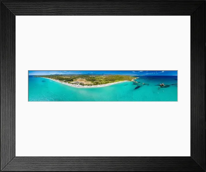 Framed Print : Aerial drone panoramic view of the Cea beach with the Red Rocks, Sardinia, Italy Framed Print : Aerial drone panoramic view of the Cea beach with the Red Rocks, Sardinia, Italy