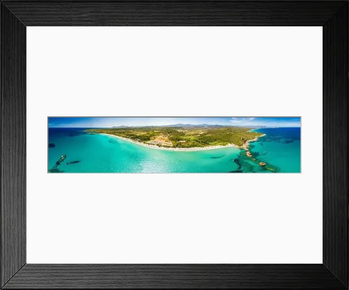 Framed Print : Aerial drone panoramic view of the Cea beach with the Red Rocks, Sardinia, Italy Framed Print : Aerial drone panoramic view of the Cea beach with the Red Rocks, Sardinia, Italy