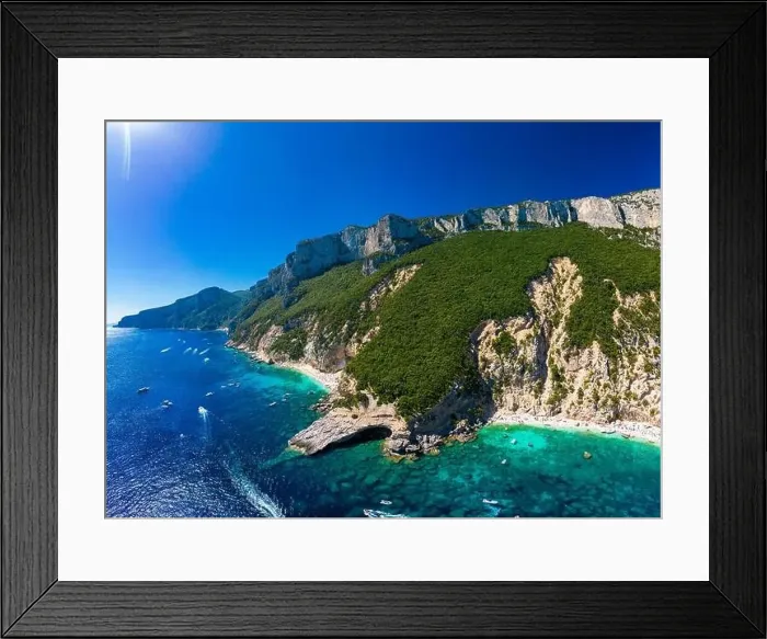 Framed Print : Aerial view of Cala Mariolu, Italy, east coast of Sardinia, Orosei gulf in the Baunei municipal Framed Print : Aerial view of Cala Mariolu, Italy, east coast of Sardinia, Orosei gulf in the Baunei municipal