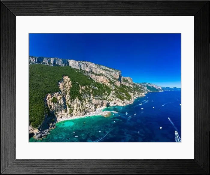 Framed Print : Aerial view of Cala Mariolu, Italy, east coast of Sardinia, Orosei gulf in the Baunei municipal Framed Print : Aerial view of Cala Mariolu, Italy, east coast of Sardinia, Orosei gulf in the Baunei municipal