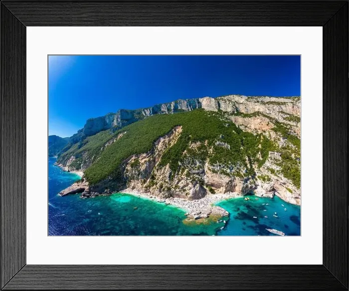 Framed Print : Aerial view of Cala Mariolu, Italy, east coast of Sardinia, Orosei gulf in the Baunei municipal Framed Print : Aerial view of Cala Mariolu, Italy, east coast of Sardinia, Orosei gulf in the Baunei municipal