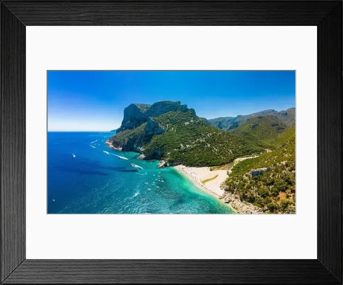 Framed Print : Aerial drone panoramic view of Cala Sisine beach in the Golf of Orosei, Sardinia, Italy Framed Print : Aerial drone panoramic view of Cala Sisine beach in the Golf of Orosei, Sardinia, Italy