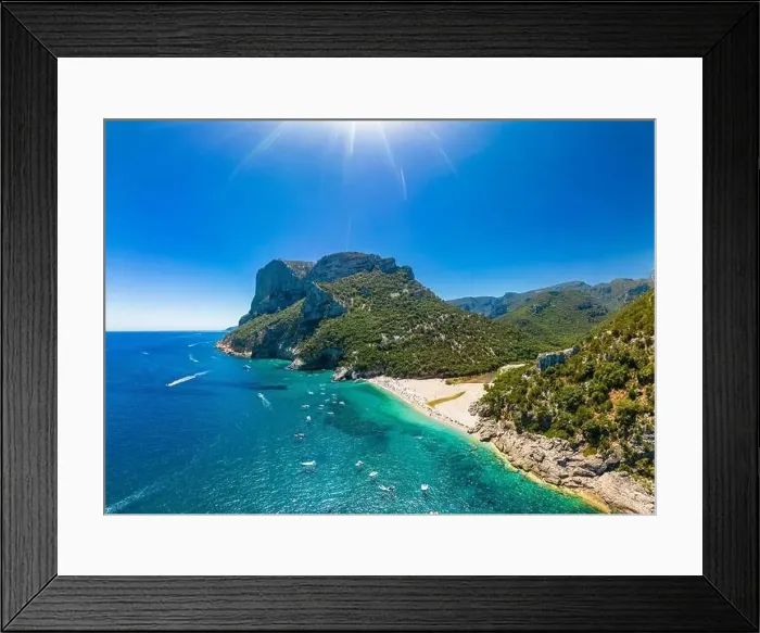 Framed Print : Aerial drone panoramic view of Cala Sisine beach in the Golf of Orosei, Sardinia, Italy Framed Print : Aerial drone panoramic view of Cala Sisine beach in the Golf of Orosei, Sardinia, Italy