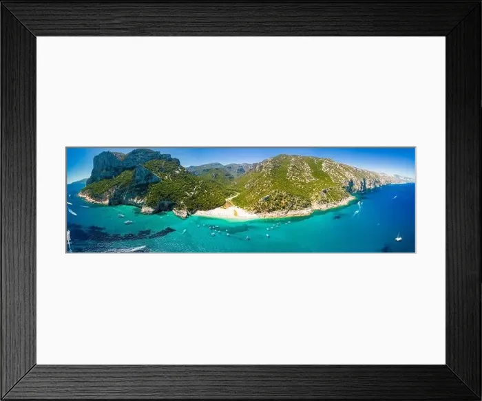 Framed Print : Aerial drone panoramic view of Cala Sisine beach in the Golf of Orosei, Sardinia, Italy Framed Print : Aerial drone panoramic view of Cala Sisine beach in the Golf of Orosei, Sardinia, Italy