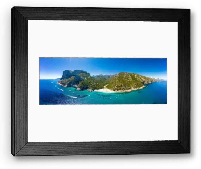Framed Print : Aerial drone panoramic view of Cala Sisine beach in the Golf of Orosei, Sardinia, Italy Framed Print : Aerial drone panoramic view of Cala Sisine beach in the Golf of Orosei, Sardinia, Italy