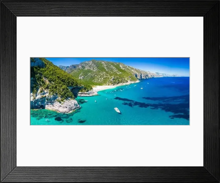 Framed Print : Aerial drone panoramic view of Cala Sisine beach in the Golf of Orosei, Sardinia, Italy Framed Print : Aerial drone panoramic view of Cala Sisine beach in the Golf of Orosei, Sardinia, Italy