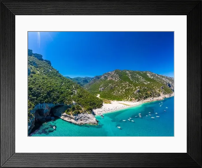 Framed Print : Aerial drone panoramic view of Cala Sisine beach in the Golf of Orosei, Sardinia, Italy Framed Print : Aerial drone panoramic view of Cala Sisine beach in the Golf of Orosei, Sardinia, Italy