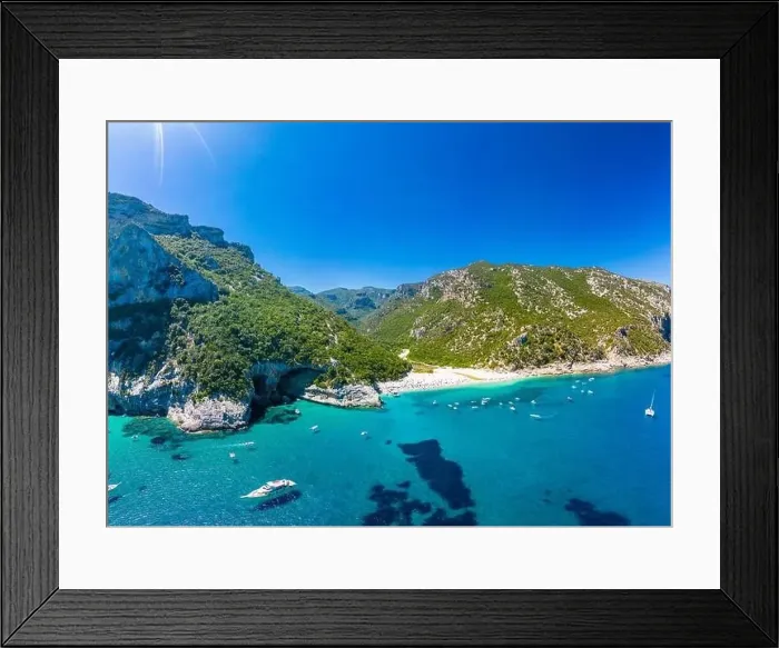 Framed Print : Aerial drone panoramic view of Cala Sisine beach in the Golf of Orosei, Sardinia, Italy Framed Print : Aerial drone panoramic view of Cala Sisine beach in the Golf of Orosei, Sardinia, Italy