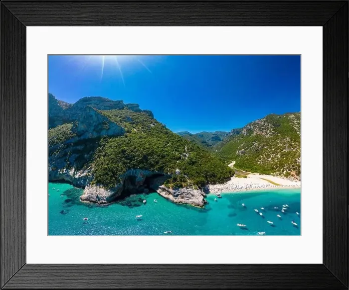 Framed Print : Aerial drone panoramic view of Cala Sisine beach in the Golf of Orosei, Sardinia, Italy Framed Print : Aerial drone panoramic view of Cala Sisine beach in the Golf of Orosei, Sardinia, Italy