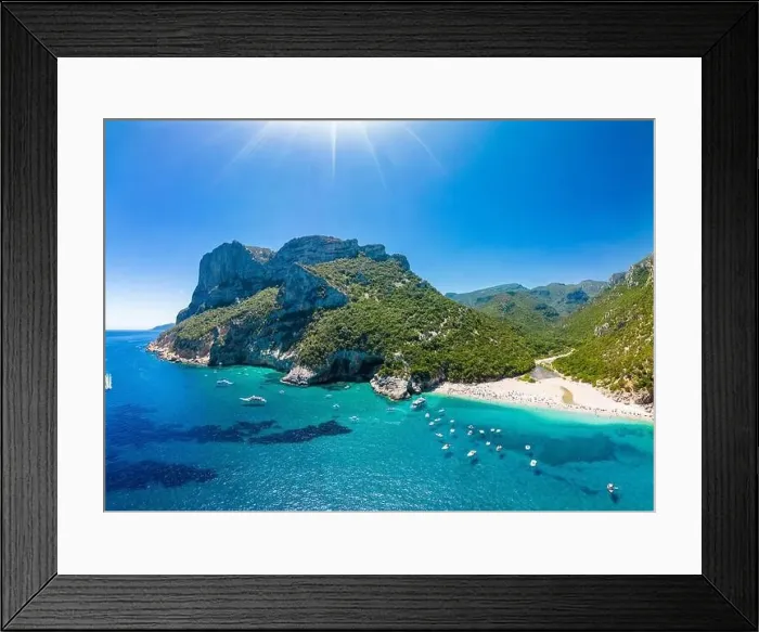 Framed Print : Aerial drone panoramic view of Cala Sisine beach in the Golf of Orosei, Sardinia, Italy Framed Print : Aerial drone panoramic view of Cala Sisine beach in the Golf of Orosei, Sardinia, Italy