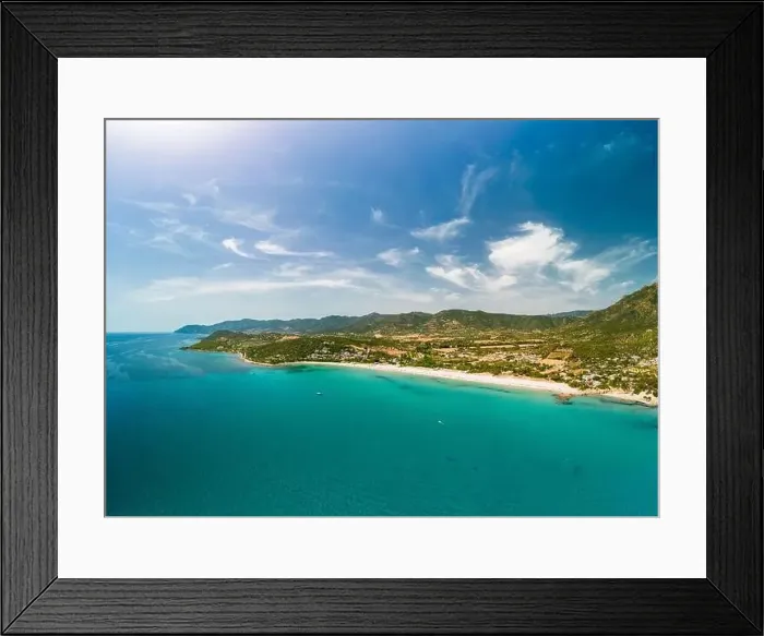 Framed Print : Aerial drone panorama of Foxi Manna beach in Tertenia. Sardinia, Italy Framed Print : Aerial drone panorama of Foxi Manna beach in Tertenia. Sardinia, Italy