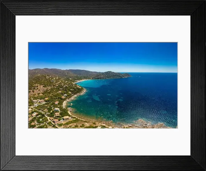 Framed Print : Aerial drone panoramic view of Kal'e Moru beach in Geremeas, Sardinia Framed Print : Aerial drone panoramic view of Kal'e Moru beach in Geremeas, Sardinia